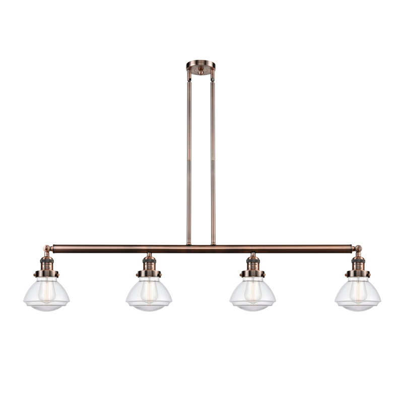 Lemos 4 - Light Kitchen Island Pendant, Clear, Polished Nickel, LED