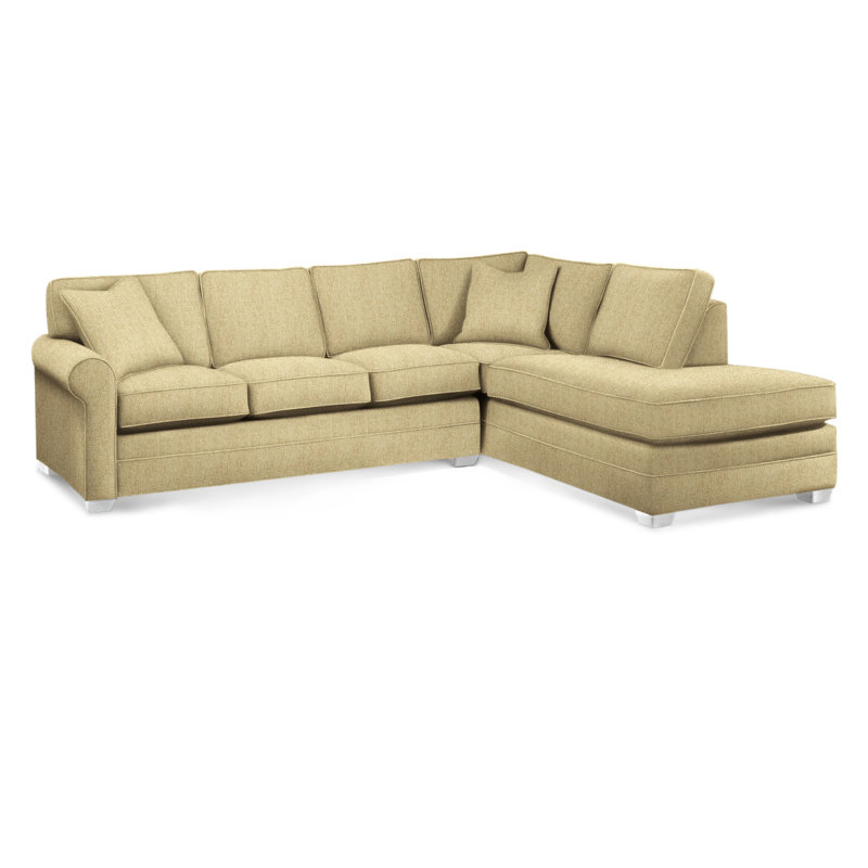 Bedford Upholstered Sectional, Beige Sugar Performance; 0863-93, Right Hand Facing, Frost White Finish