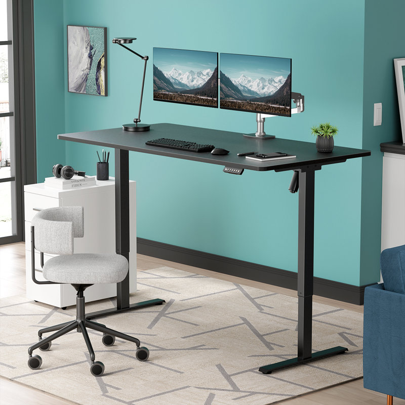  Height Adjustable Standing Desk Plus, Black, 46.3" H x 59" W x 29.5" D