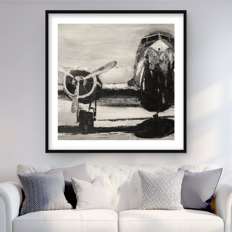 Imprimé mat sépia de chambre à coucher avion sépia | Décoration intérieure, H 36 po x l 36 po, Noir