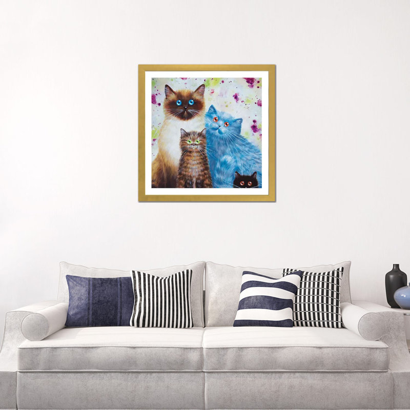 «Harry William Coco and Penny» par Kim Haskins - reproduction d'art, Blanc, H 24 po x l 24 po x p 1 po, Papier encadré doré