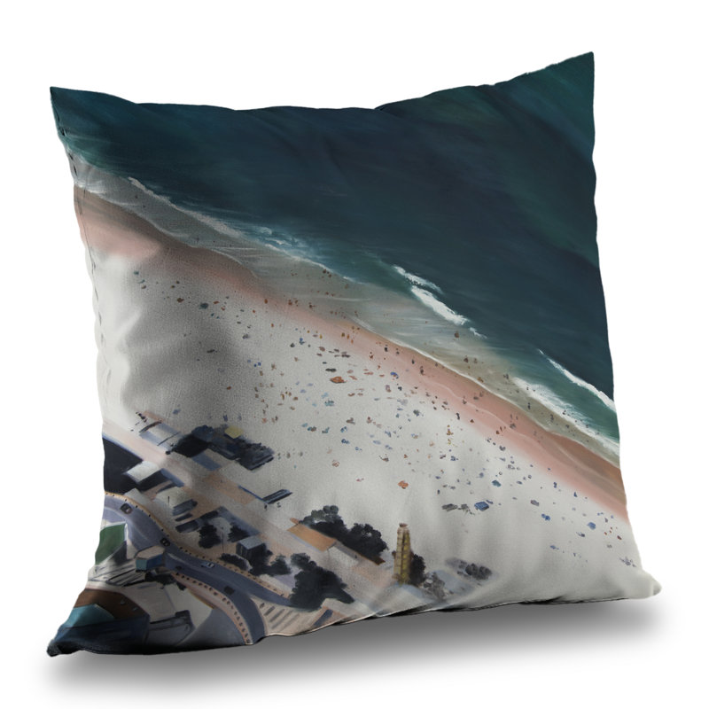Hot day at the beach - Kitchen Blue poly twill throw pillow