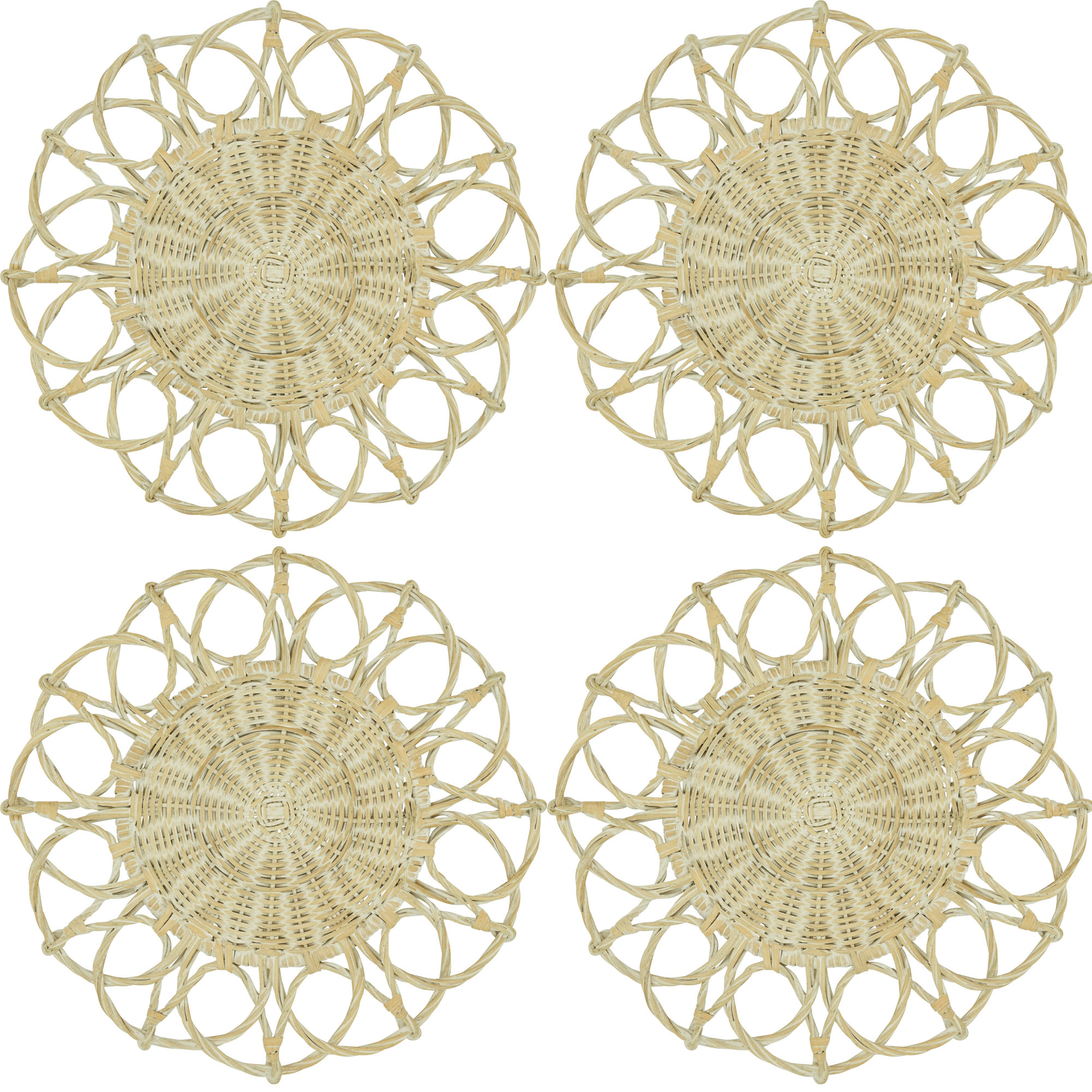 Nicola Twisted Rattan Placemats, White