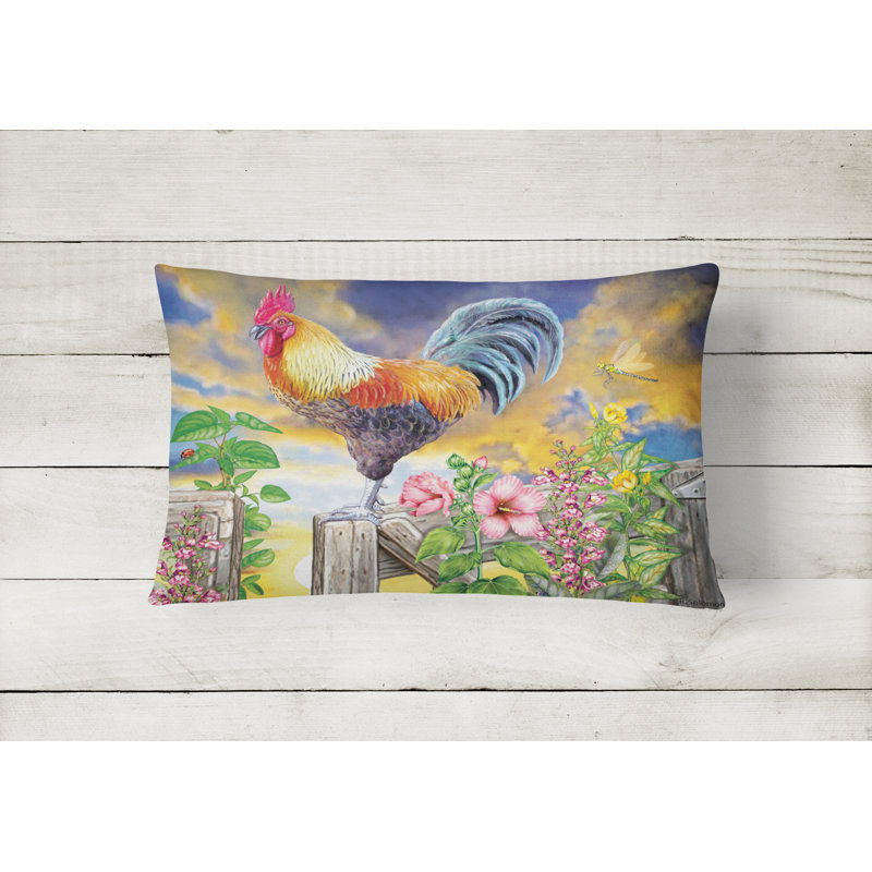 Outdoor Rectangular Pillow Cover & Insert, Rooster Barnyard Morning II
