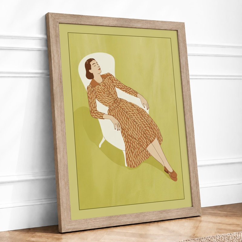 Woman in Repose Modern - Framed Print, A3 - 42.0 x 29.7 cm, Oak
