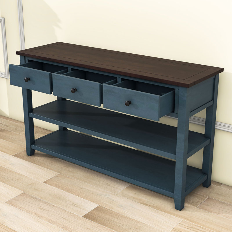 50" Console Table, Antique Navy, Espresso