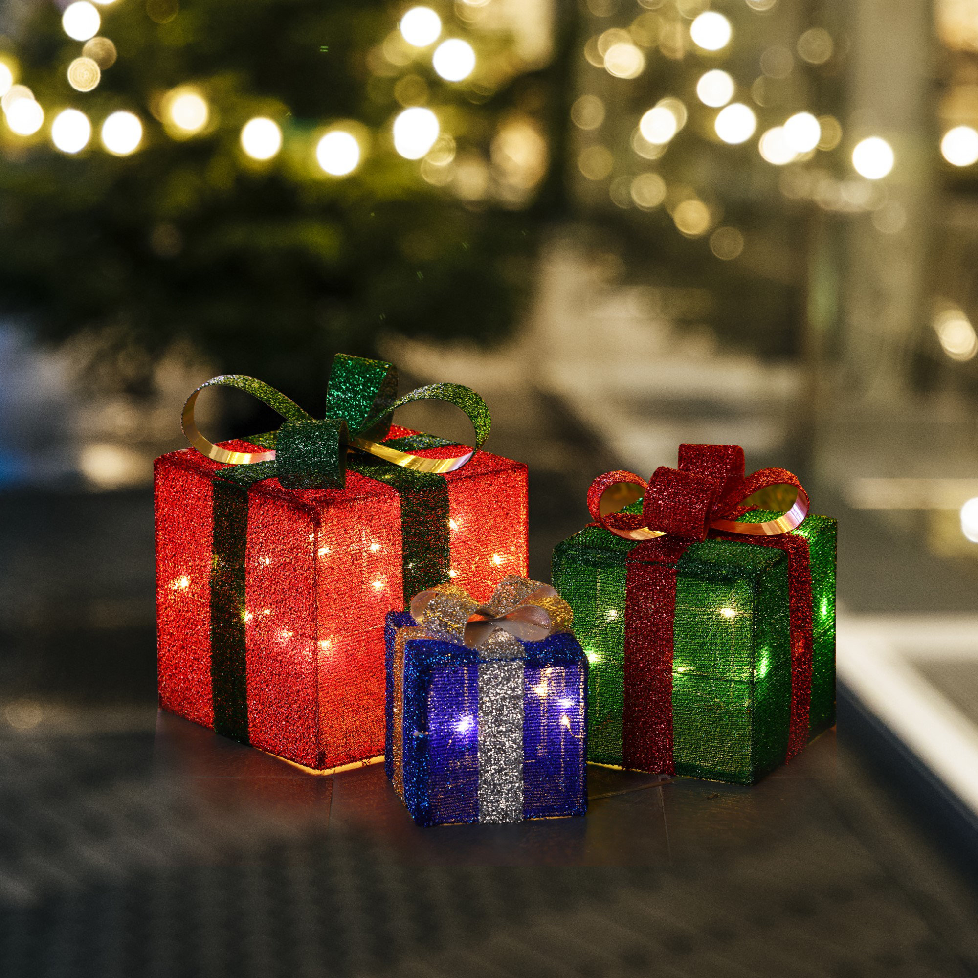 Outdoor Lit Stackable Christmas Gifts