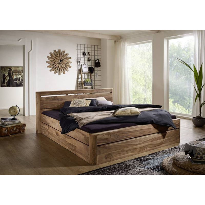 Toronto Solid Wood Bed, European Kingsize (160 x 200 cm), None