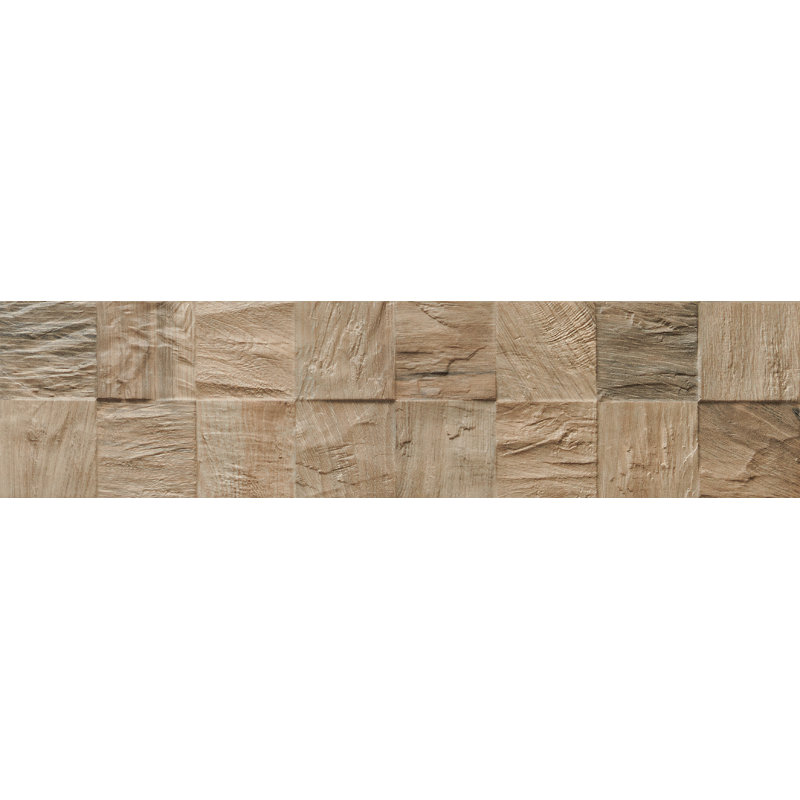 Perpetua 6x24 3D Wood Look Wall Tile, Ecru