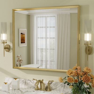 Amara Tempered Glass and Aluminum Alloy Framed French Cleat Mounted Wall Mirror