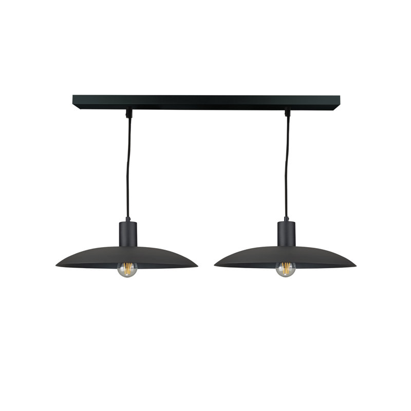 2 - Light Matte Black Dome Pendant, Black