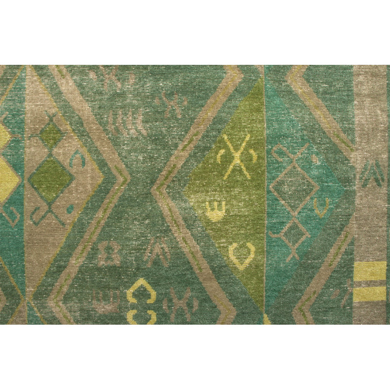 Distressed Homage Hand Knotted Wool Geometric Area Rug, Rectangle 8' x 10'