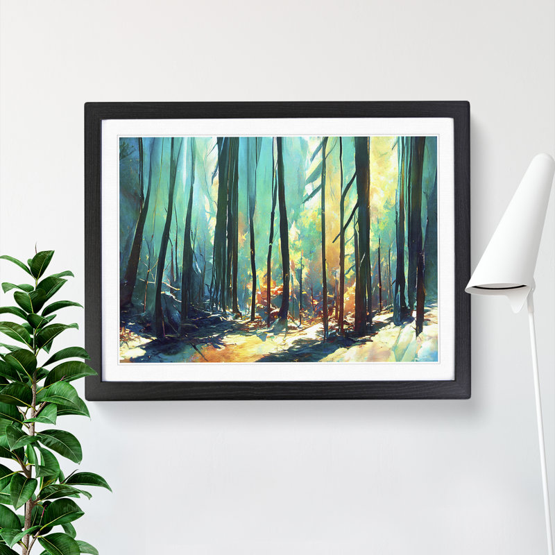 Forest Abstract Vol.4 - Single Picture Frame Print, Black Framed, 46cm H x 64cm W x 2cm D