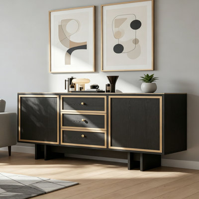 Buffet en bois massif fritté simple