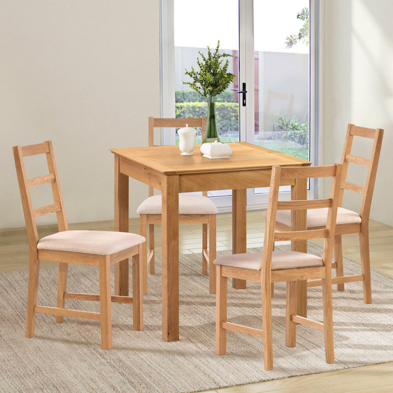 4 - Person Solid Oak Dining Set, Beige