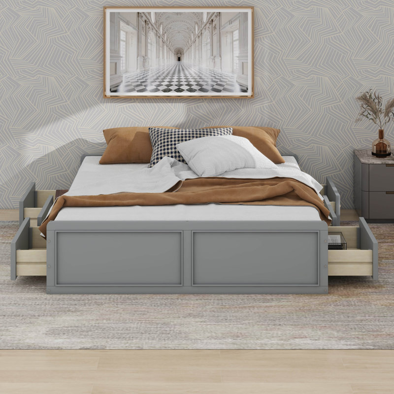 Lark Manor™ Queen Size Wood Platform Bed Frame With 6 Drawers | Wayfair