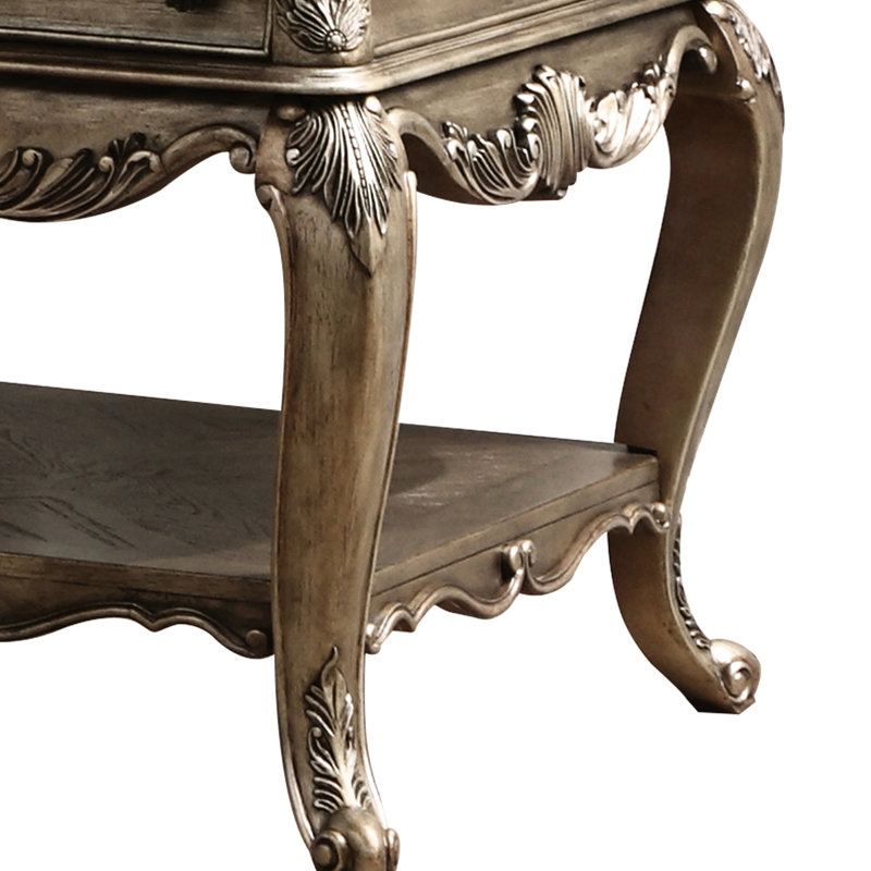 Splendid Vintage Oak Rectangular End Table With Soft Chest And Shelf Feature Desk Felt-Lined Drawer Additional