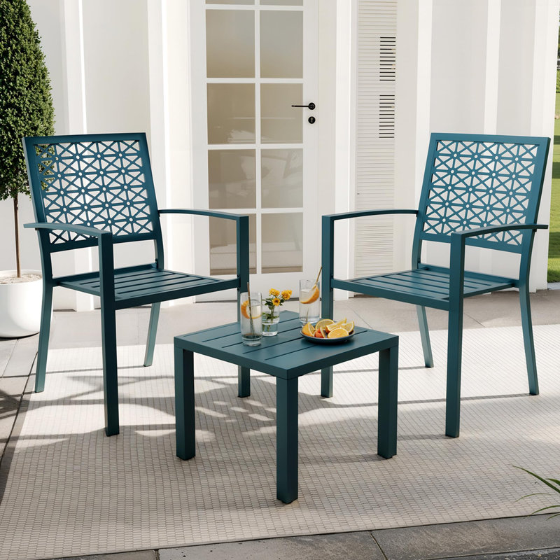 2 - Person Patio Dining Set Square Table, Blue