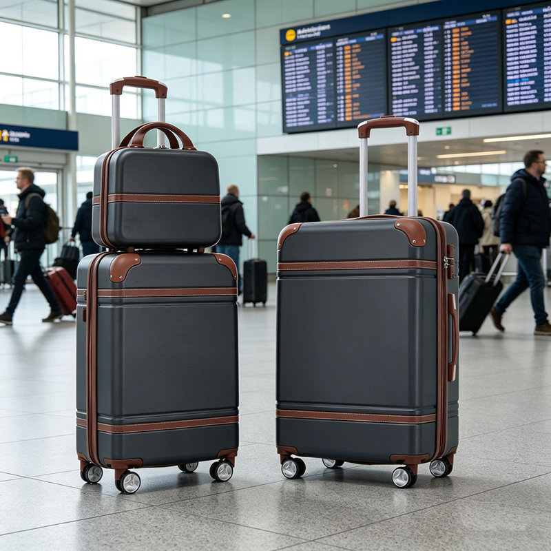 Ensemble de 3 valises à roulettes Hardshell avec valise TSA, Noir