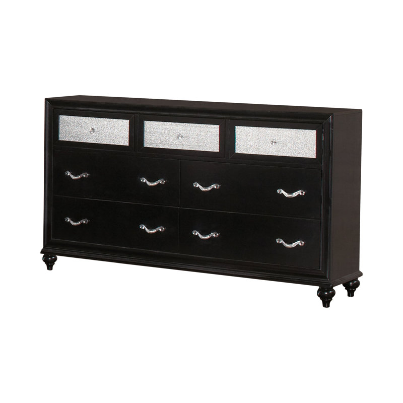 Ensemble de chambre à coucher 2 pièces avec commode Momen, Très grand, Noir / gris