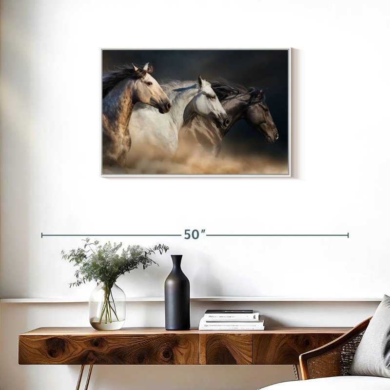 Chevaux magnifiques, Cadre flottant blanc, 31 po x 21 po