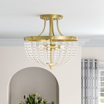 Shellman 3-light Crystal Cage Dimmable Semi Flush Mount