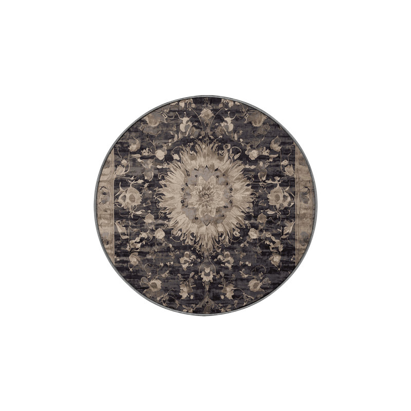 Tapis gris lavable à la machine, Rond 8 pi