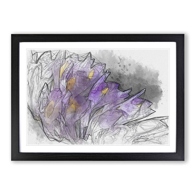 Wild Purple Orchid Flowers in Abstract - Picture Frame Graphic Art Print, 50cm H x 76cm W x 2cm D, Black