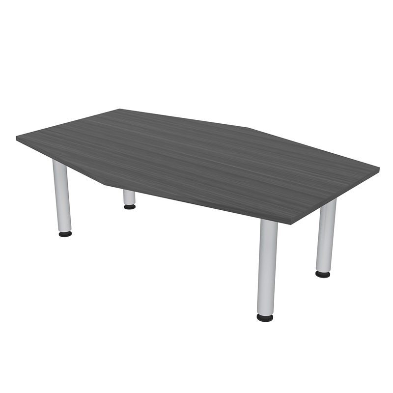 Table hexagonale avec pieds Nyemia, L 72 po x l 48 po, Nuit asiatique, Argent argent