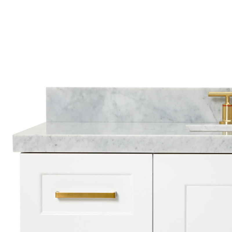 Freitas 48'' Solid Wood Single Bathroom Vanity, Carrara Marble, Rectangle, White