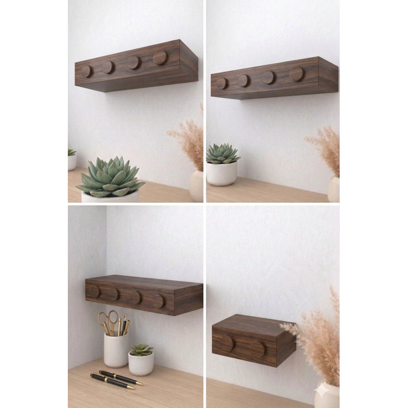 Ensemble de 3 tablettes murales pour enfants, Noyer
