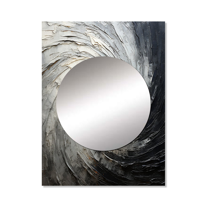 Mouvement méditatif gris Leechburg - miroir mural spirales abstraites, miroir décoratif gris, 40 po x 30 po