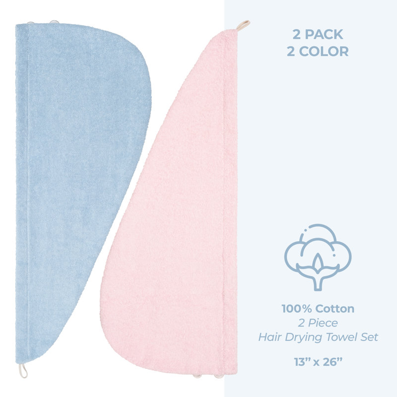 Serviettes 100% coton, longs poils bouclés, Bleu ciel / rose