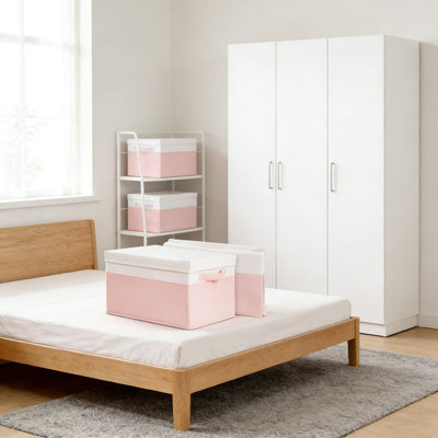 Boîtes de rangement en tissu avec couvercles, paquet de 4, boîtes de rangement pour garde-robe empilables de 23 pte avec poignées pour vêtements, jouets et rangement