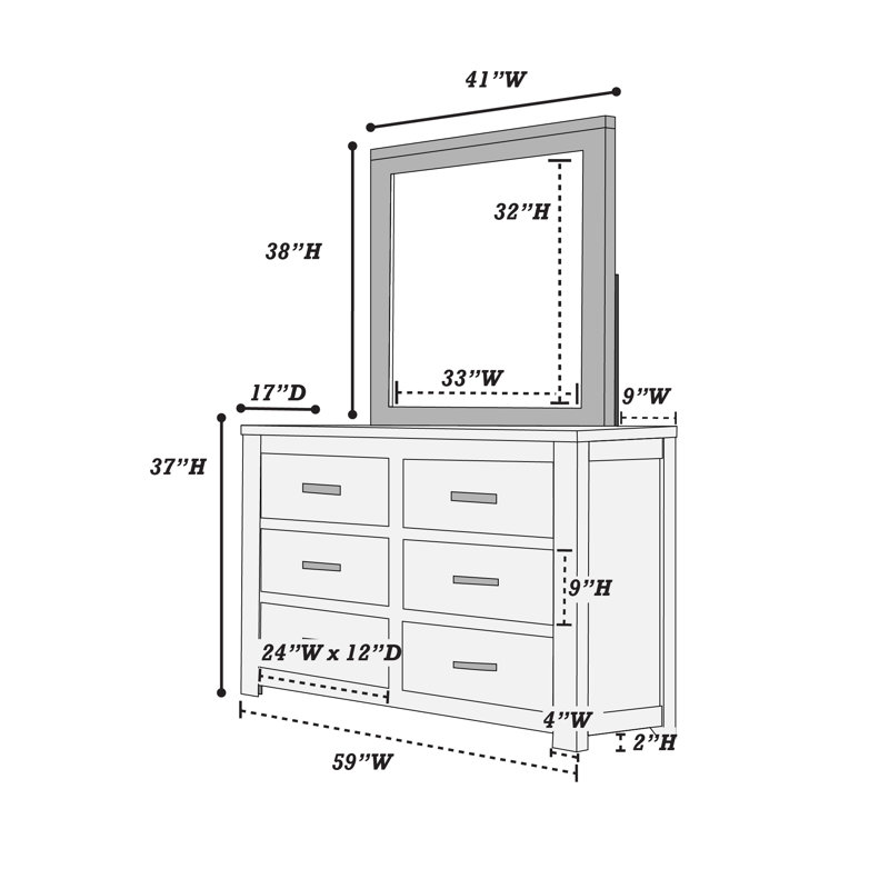 Braylea 59'' W 6 - Drawer Dresser