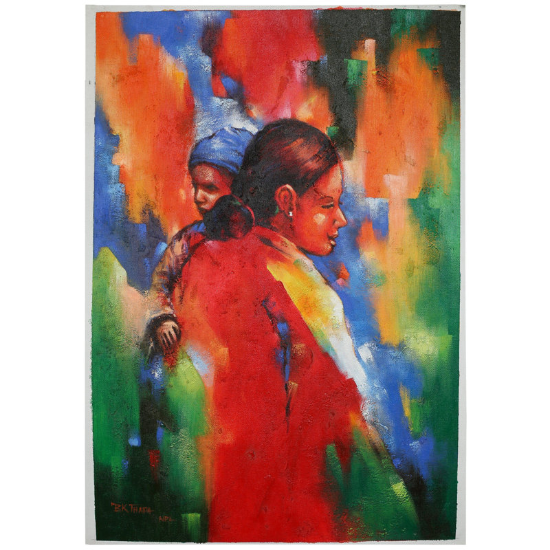 Mère avec bébé | Peinture à l'huile sur toile