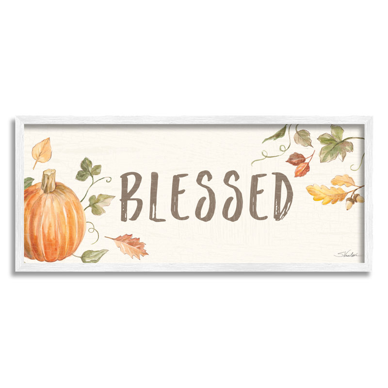 «Blessed Sentiment Orange Farm Pumpkin Fall Leaves» par Silvia Vassileva, impression, H 13 po x l 30 po