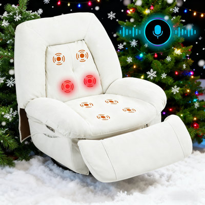 Swivel Rocker Recliner Chair, 360° Swivel Recliner With Heat And Massage, Rocker Recliner Nursery Glider Chair With Side Pockets For Living Room by Latitude Run