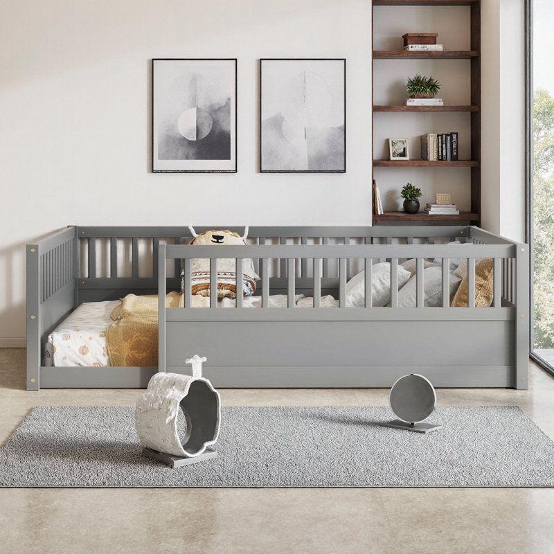 Structure de lit pour enfants Montessori, Lit double, Gris