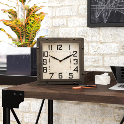 Industrial Analog Metal Quartz Movement / Crystal Tabletop Clock in Bronze