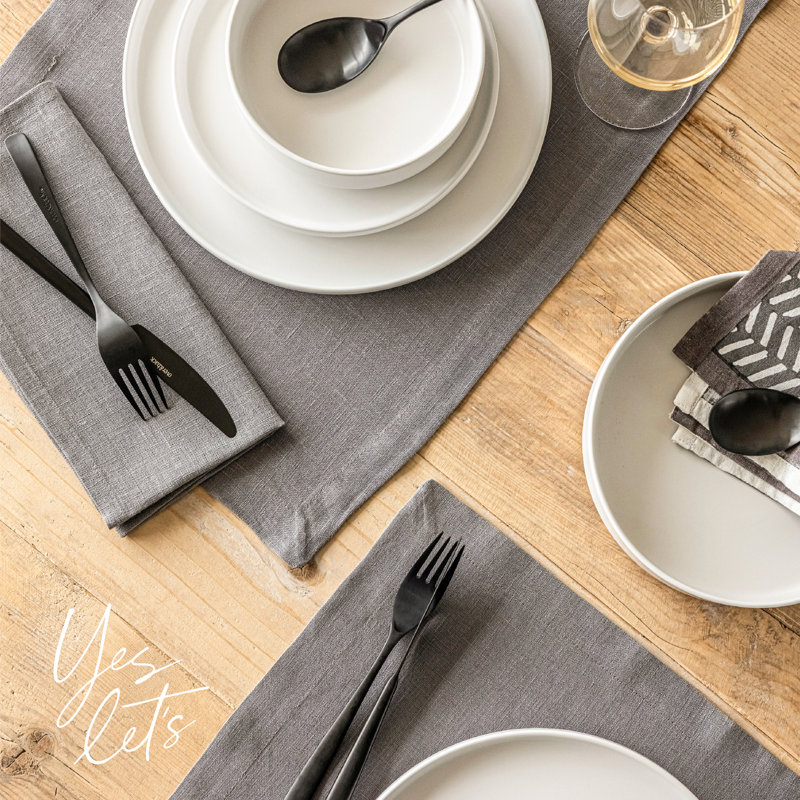 Over&Back 100% Linen Woven Placemats, Set of 4, Gray