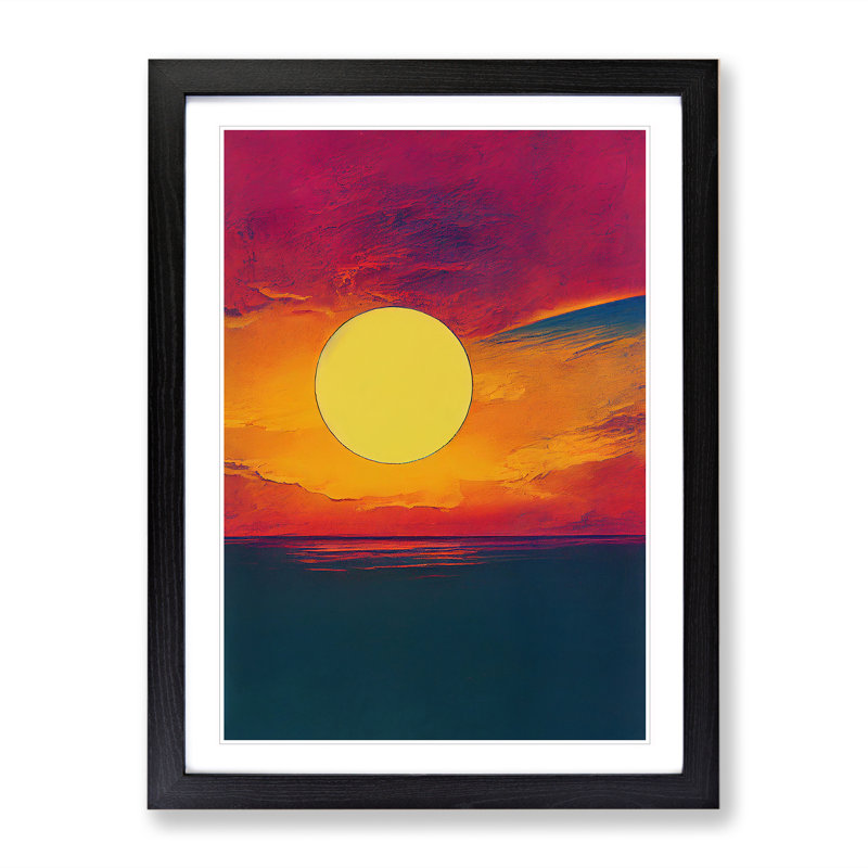 Revered Abstract Sunset - Framed Print, Black Framed, 64cm H x 46cm W x 2cm D