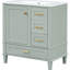 Meuble-lavabo 30 po: armoire avec 3 tiroirs, charnières à fermeture en douceur, lavabo en céramique lisse, poignées en alliage de zinc, meuble-lavabo facile à assembler: 1 porte à fermeture, bois massif, poignées-131465007