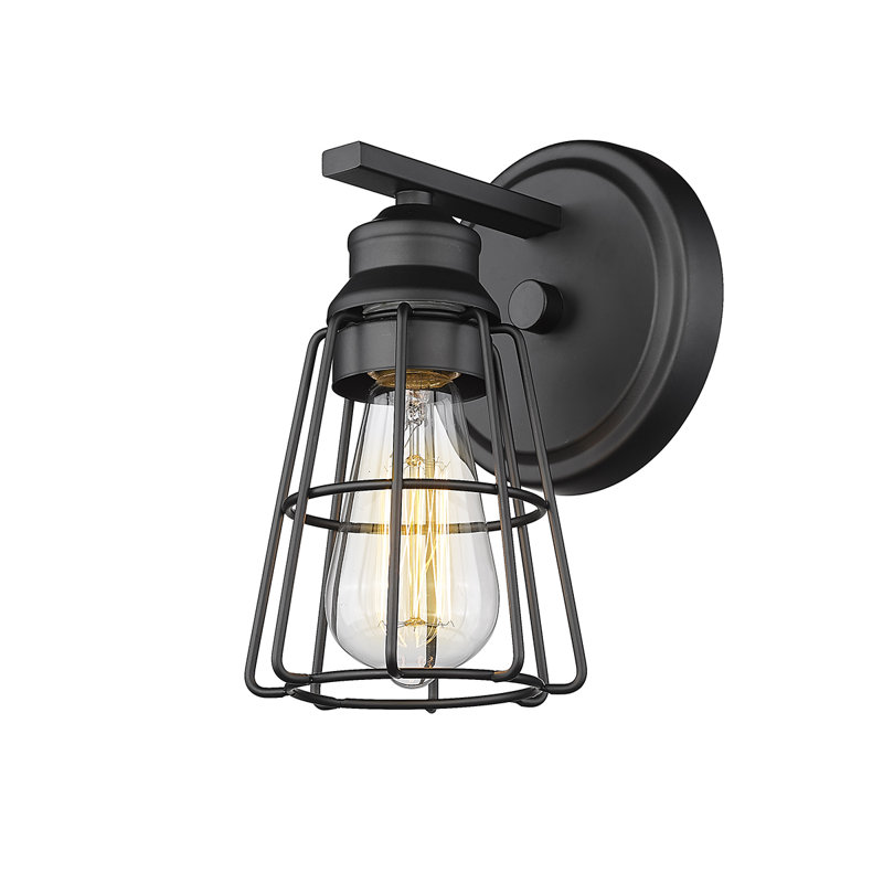 Budworth Steel Armed Sconce, Matte Black
