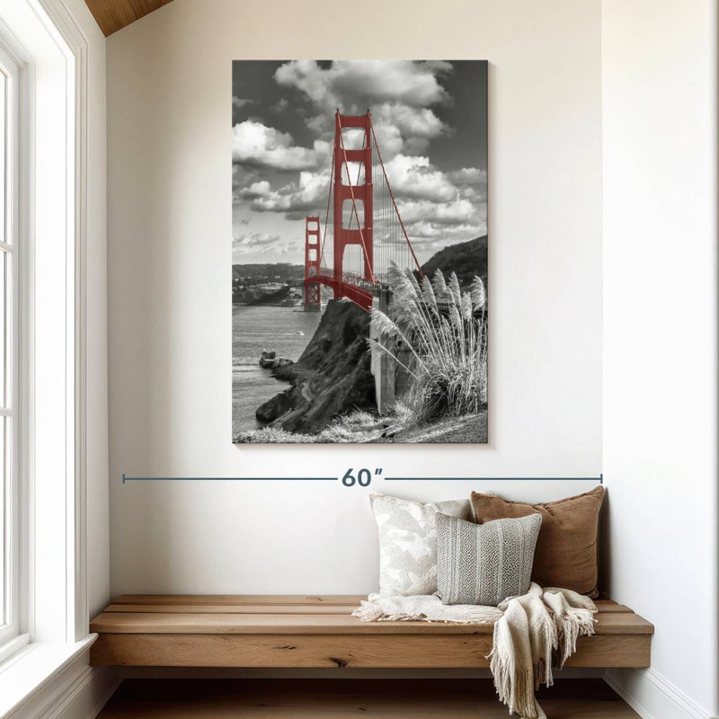 Lilie Red San Francisco Bridge, H 48 po x l 32 po