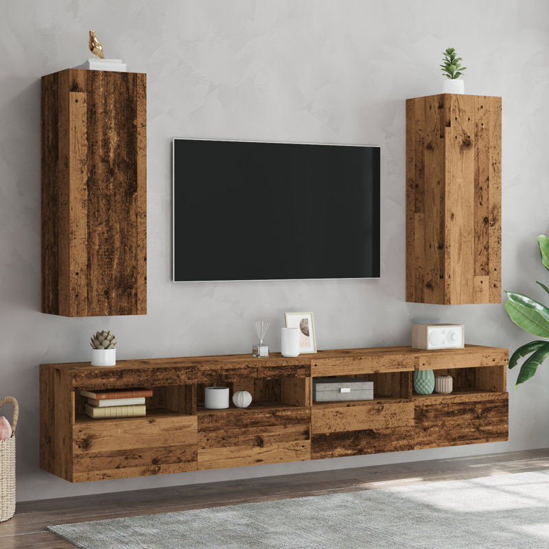 90cm H Media Shelves, Old Wood