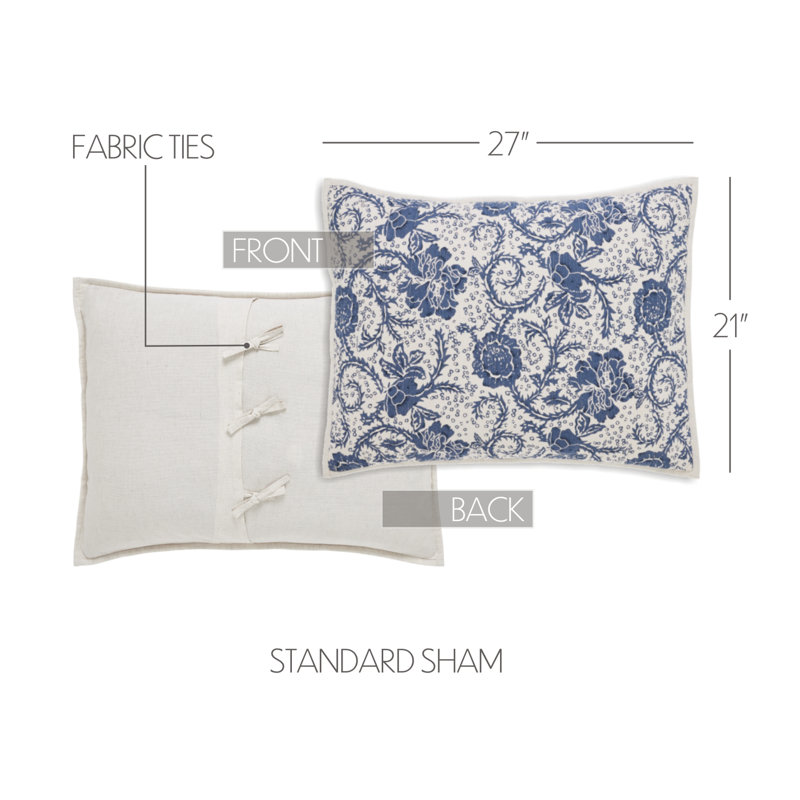 Dorset Navy Floral Standard Sham, Standard/Twin