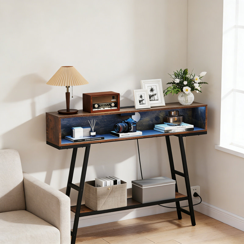 100cm Console Table, Rustic Brown