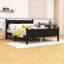 Lit plateforme en bois avec tête de lit robuste et rangement sous le lit-367144596-367144597