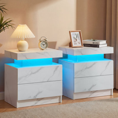 LED Nightstand with Drawers